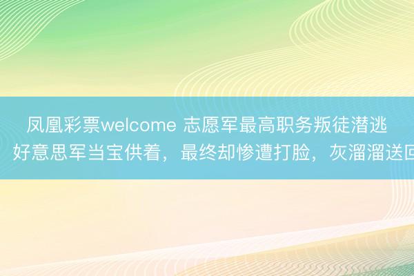 凤凰彩票welcome 志愿军最高职务叛徒潜逃,好意思军当宝供着,最终却惨遭打脸,灰溜溜送回